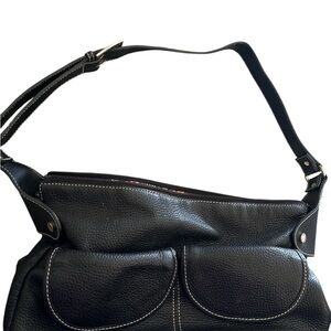 Max New York Elegant Black Leather Shoulder Bag